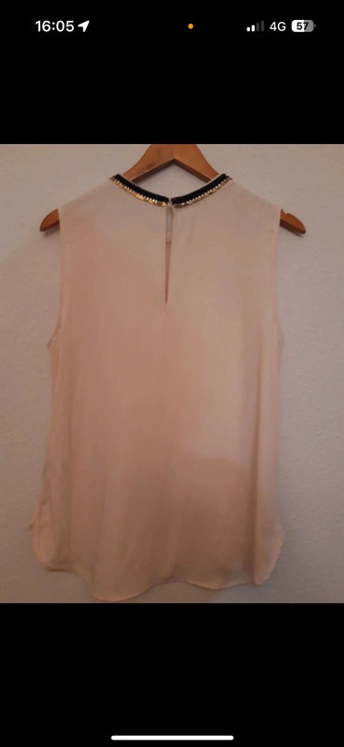 Blouse  H & M taille xl rose  poudré empiècement or et argent - photo numéro 2
