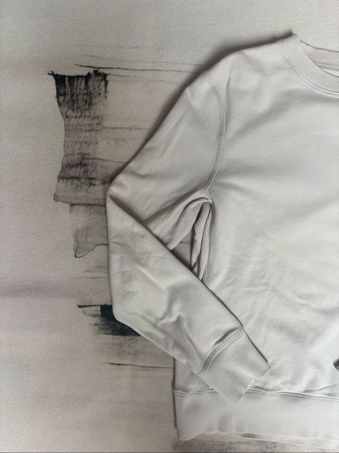 Sweat C.P Company taille S blanc logo brodé ton sur ton - photo numéro 5