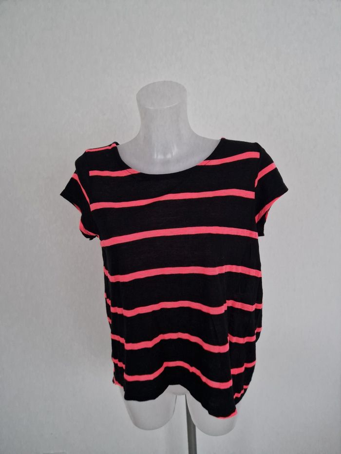 Haut noir à rayure rose dos nu triangle Mim - photo numéro 2