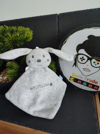 doudou lapin plat gris sucre d'orge my little star étoile gris losange plat 3241
