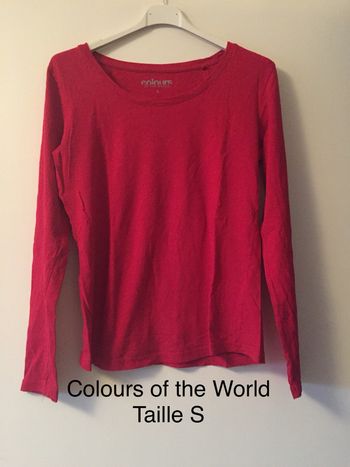 T-shirt manches longues rouge Colours of The World Taille S