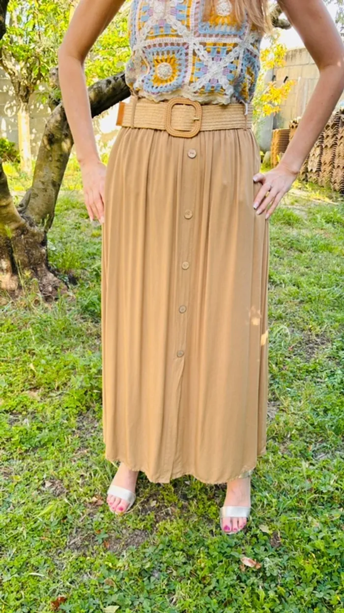 Jupe longue marron + ceinture taille unique - photo numéro 8