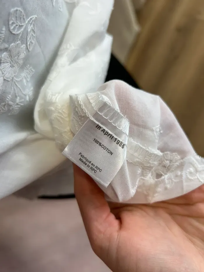 Top femme tshirt femme blouse taille 38 taille 40 blanc fleurie - photo numéro 4