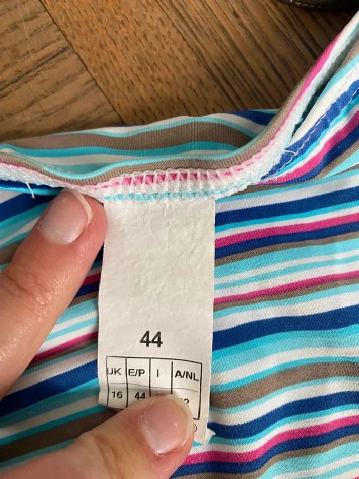 Maillot de bain 2 pièces taille 44 rayé bleu rose et marron - photo numéro 5