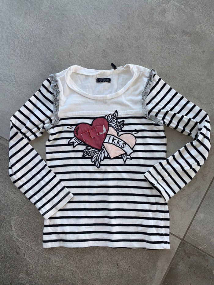 T shirt ikks marinière cœur 3 ans