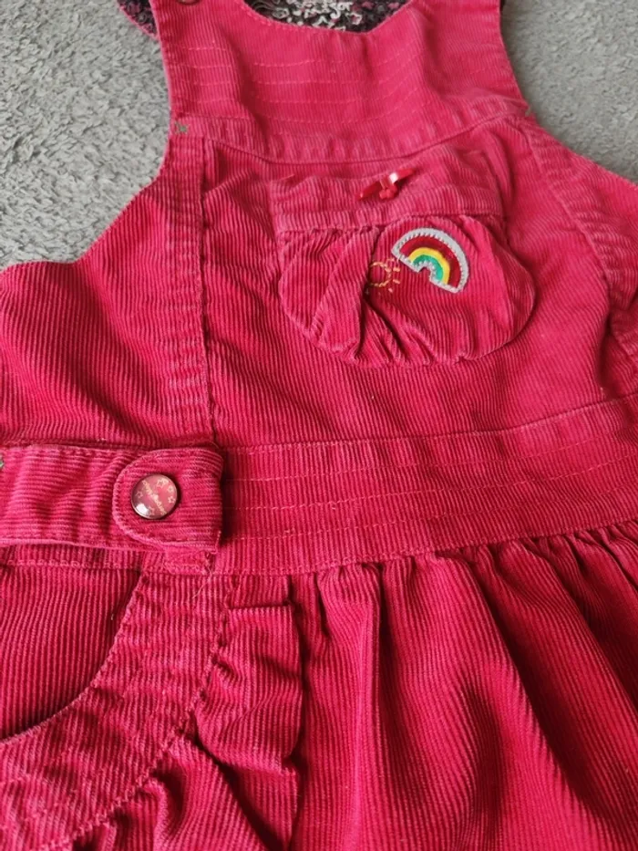 Robe salopette Sergent Major velours côtelé fuchsia 3 ans - photo numéro 3