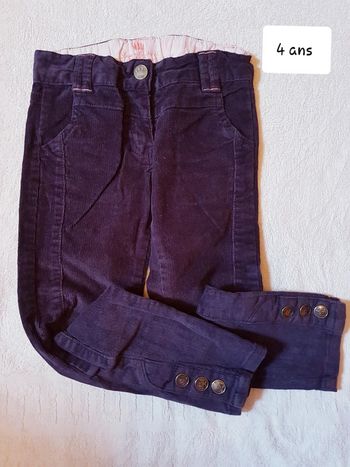 Pantalon velour sergent major 4 ans