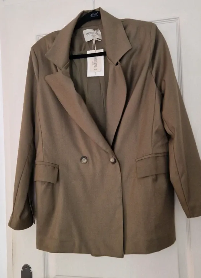 Blazer oversize Chantal B kaki et doré - photo numéro 3