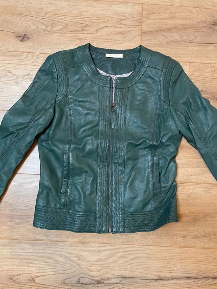 Veste en cuir vert