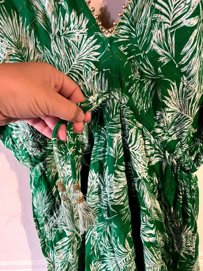 Robe femme goa fleurie verte neuve taille L - photo numéro 3
