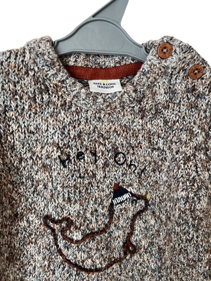 Pull en maille marron (otarie) - Tape à l'oeil 18 mois (80cm) - photo numéro 2
