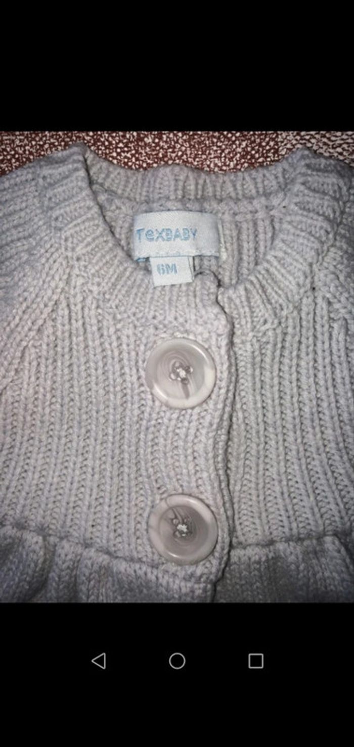 Gilet 2 boutons gris Tex 6 mois - photo numéro 2