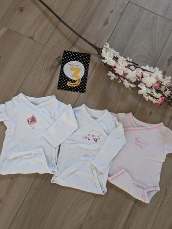 Lot 3 bodys 3 mois ouverture devant