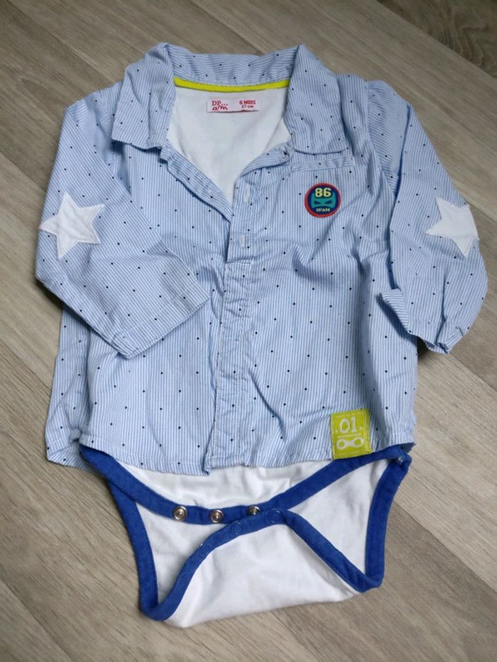 Chemise DPAM avec body intégré taille 6 mois