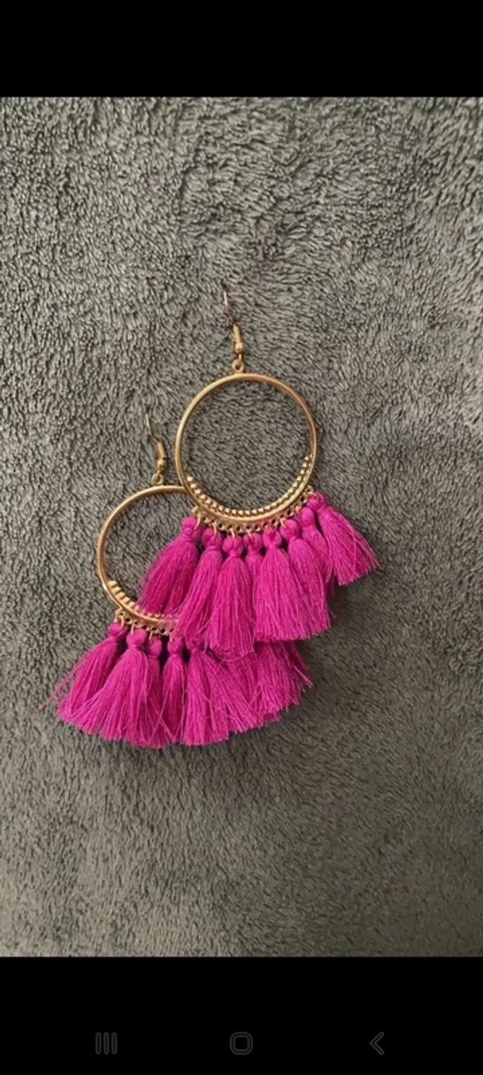 Boucles d’oreilles rose - photo numéro 2
