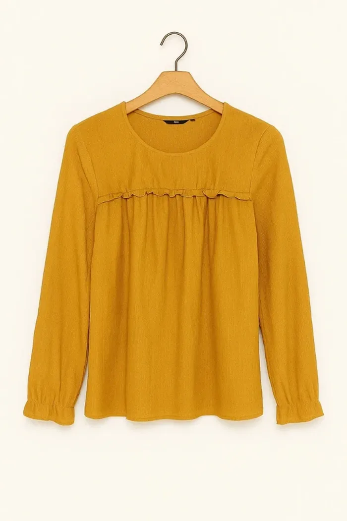 💛 Blouse femme jaune moutarde – Kiabi – Taille 38 – Très bon état 🌼