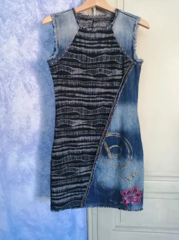 Robe bi-matière jean et tissus Desigual taille 38 NEUVE