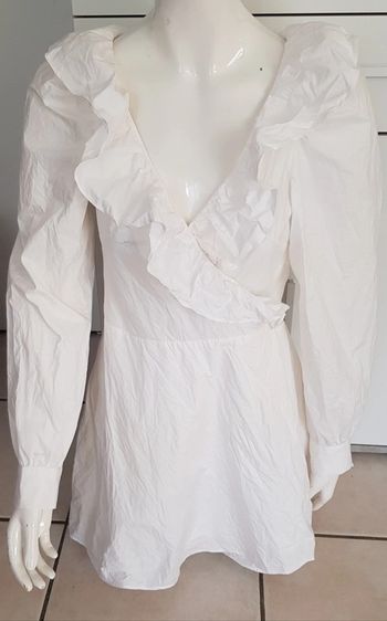 Robe portefeuille blanche en coton