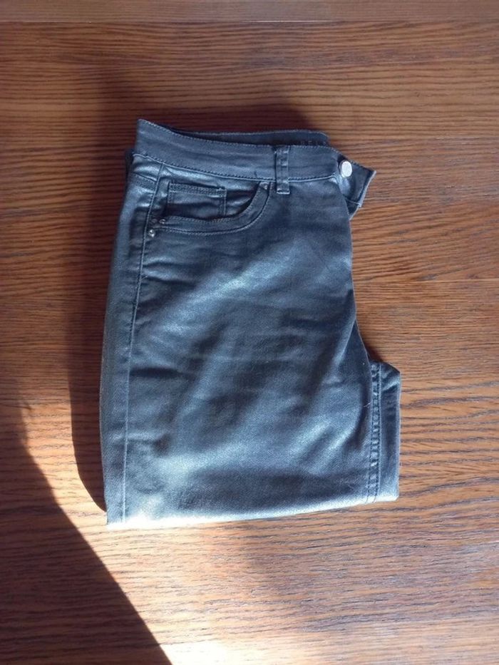 Pantalon slim fit/regular waist gris pailleté argenté - photo numéro 2