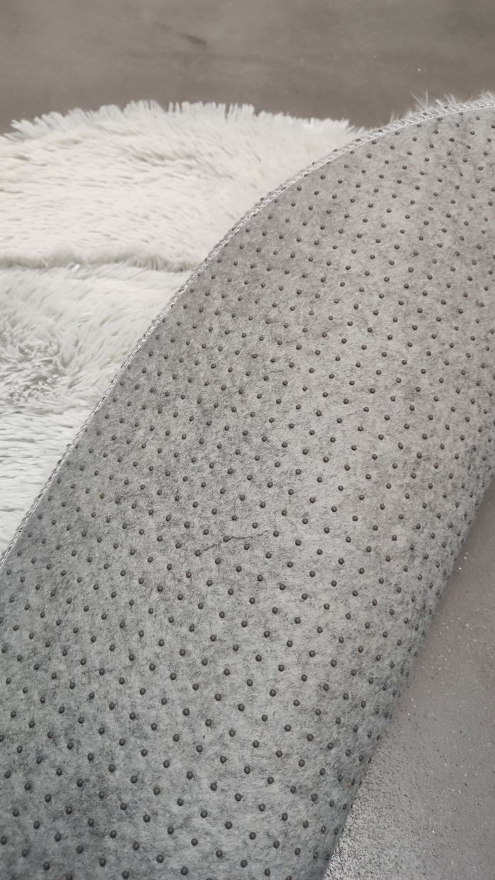 Tapis gris Ø90cm Poils longs - photo numéro 3