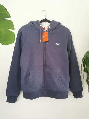 Sweat à capuche zippé bleu Essential Borg Taille 36