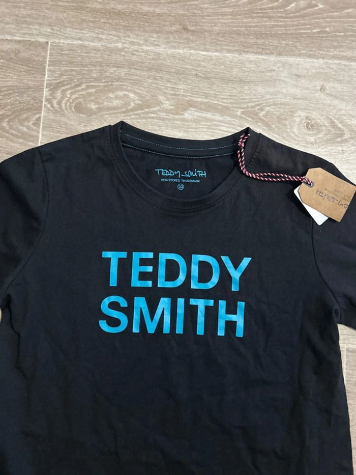 T-shirt Teddy smith noir logo bleu ciel 9-10ans - photo numéro 2