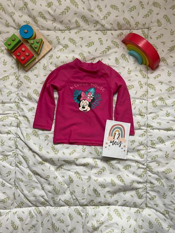 teeshirt anti UV manches longues rose disney minnie 12 mois