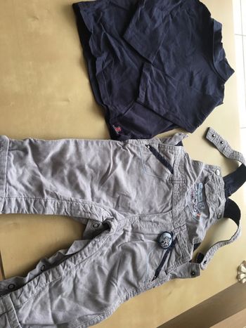 Ensemble salopette et sous pull 9 mois