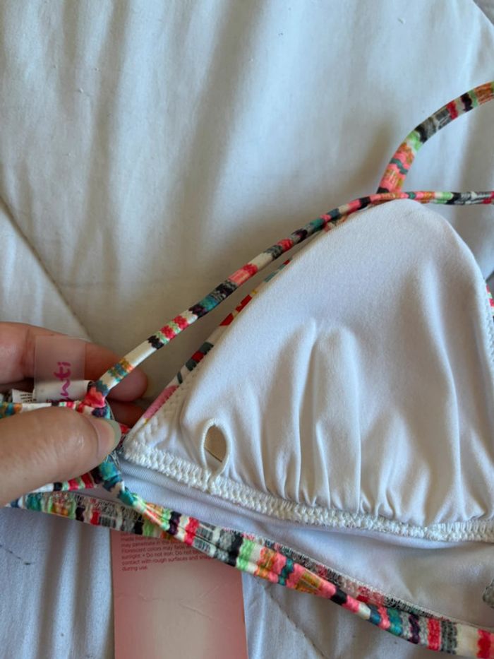 Jolie haut de maillot de bain - bikini top multicolore motif fleurie rayé taille XS/34 - photo numéro 4