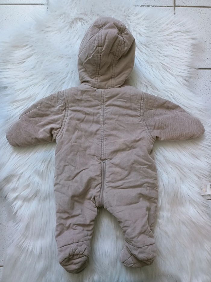 Combinaison en velours taupe fourré 3/6mois-67cm N*0674 - photo numéro 3