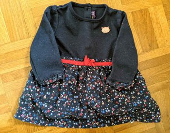 Jolie robe hiver Sergent major bleu marine fleurs étoiles 6 mois 68 cm