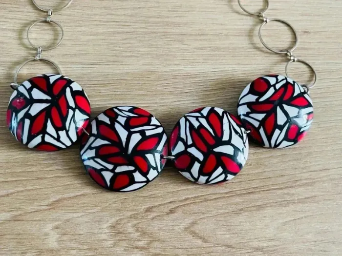 Collier Effet mosaïque en fimo - photo numéro 2
