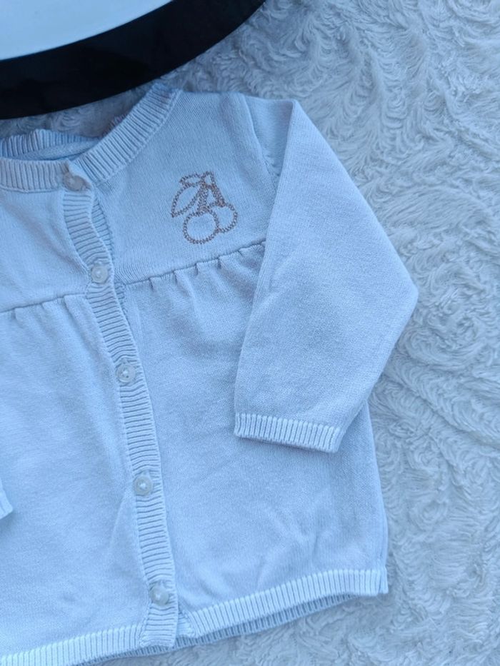 Gilet Fille 3 mois motif cerise Vertbaudet 100% coton - photo numéro 4