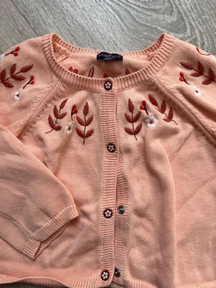 Gilet fin bébé fille 12 mois rose saumon - photo numéro 2