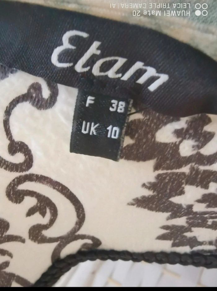💕Jolie Robe trapèze Etam Motifs fantaisie vert pâle et écru - femme Taille 38 (M)💕 - photo numéro 8