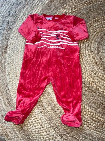 Pyjama petit bateau velours 6 mois rouge neuf