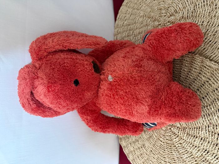 doudou lapin rouge point sur ventre pattes lignée - photo numéro 4