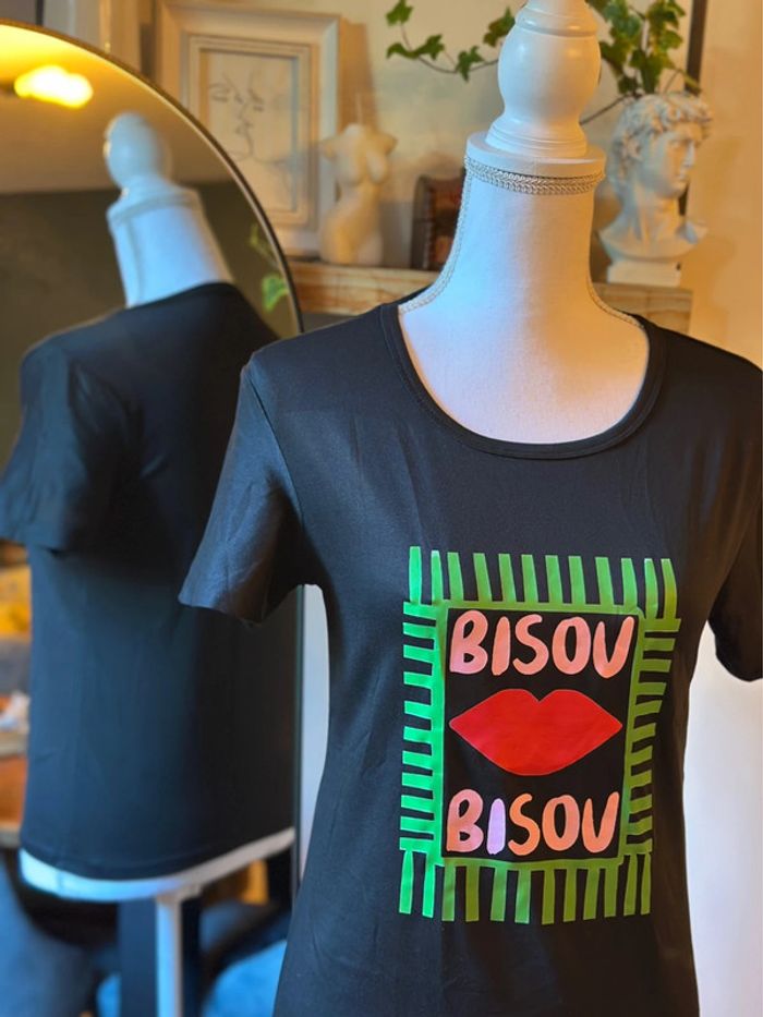 T-shirt imprimé graphique Bisou – Taille XS– Neuf - photo numéro 3
