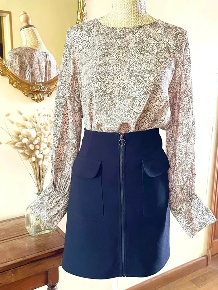 Sublime blouse manche longue fluide mango taille XL rose à motif - photo numéro 12