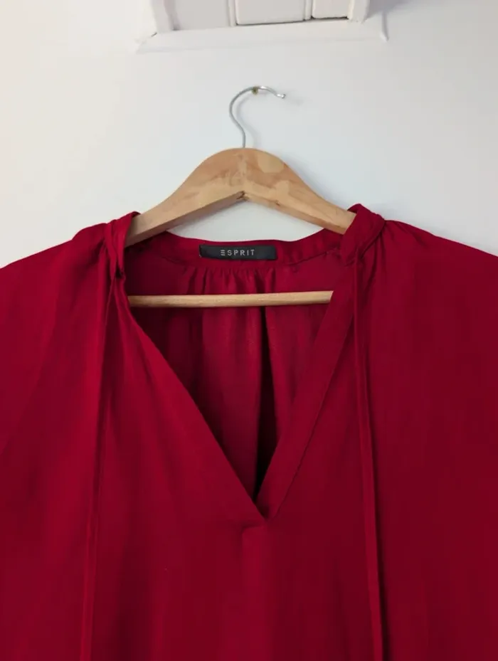 Blouse fluide à manches longues rouge classique chic esprit taille 36 - photo numéro 8