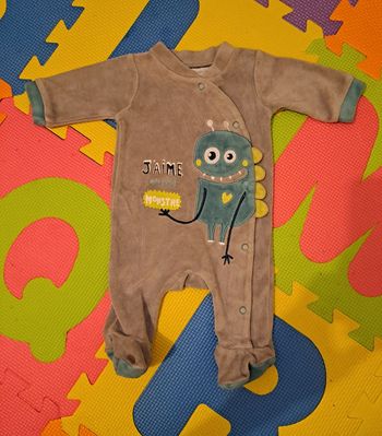 Pyjama grenouillère 1 pièce gris monstre, gémo, taille naissance (50 cm)