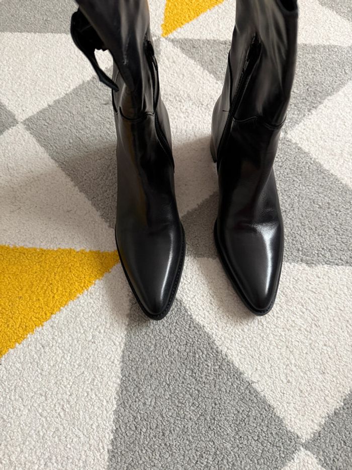 Botte mi-haute en cuir ivoire Taille 37 - photo numéro 3