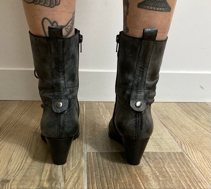 Bottines cuir talons compensés - photo numéro 6