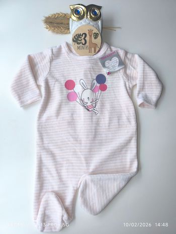 Pyjama velours 3 mois fille tom & kiddy neuf