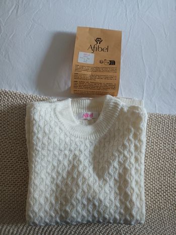 Pull chaud court col montant maille épaisse
Ecru