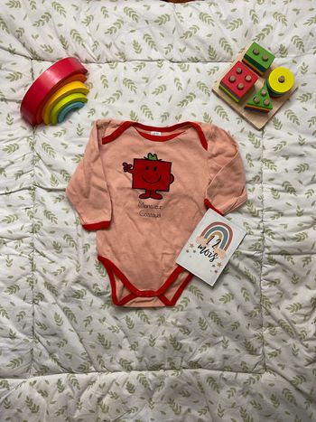 body manches longues monsieur madame 12 mois corail