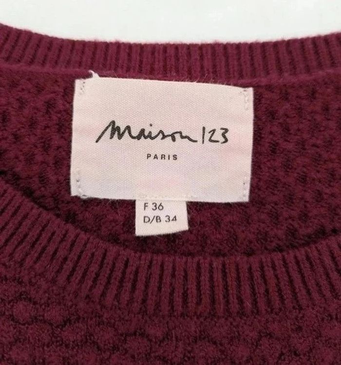 Pull bordeaux manches 3/4 - Maison 123 - taille 36 - photo numéro 4