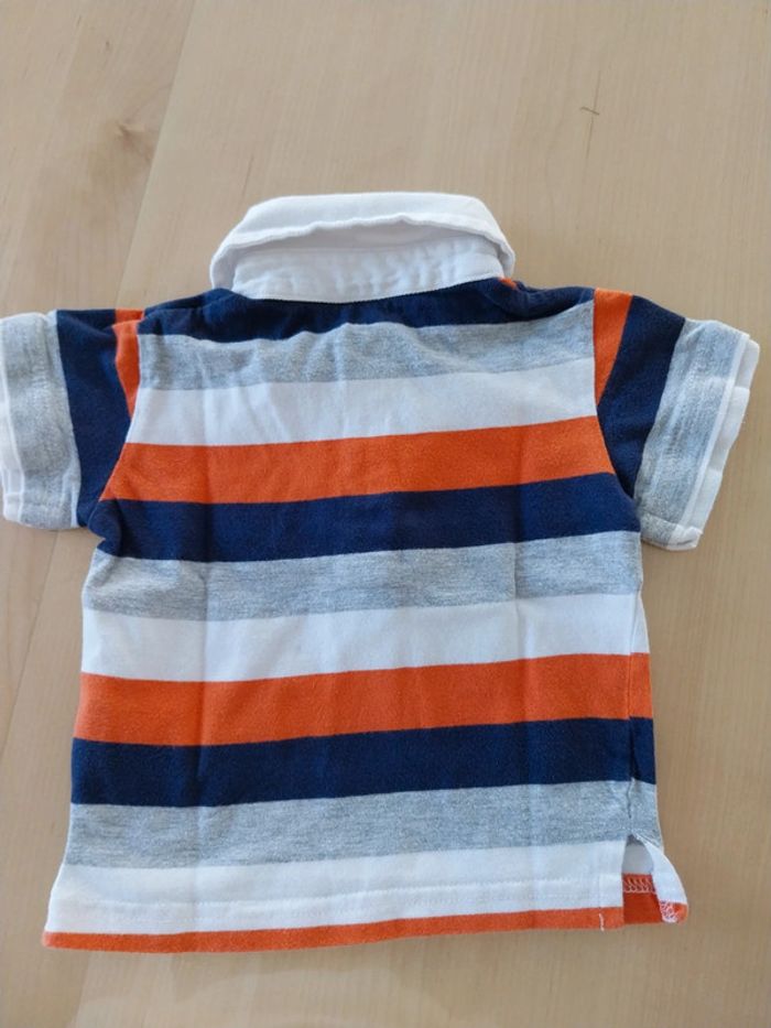 T-shirt polo rayé bébé 9 mois - photo numéro 4