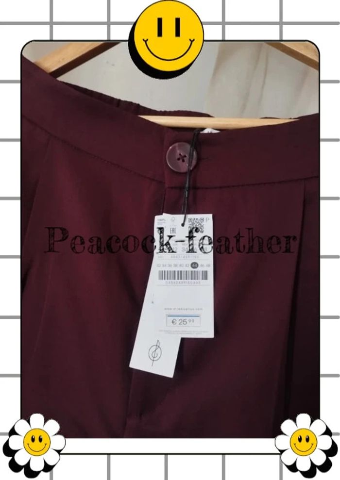 Pantalon large stradivarius bordeaux neuf étiqueté 44 - photo numéro 6