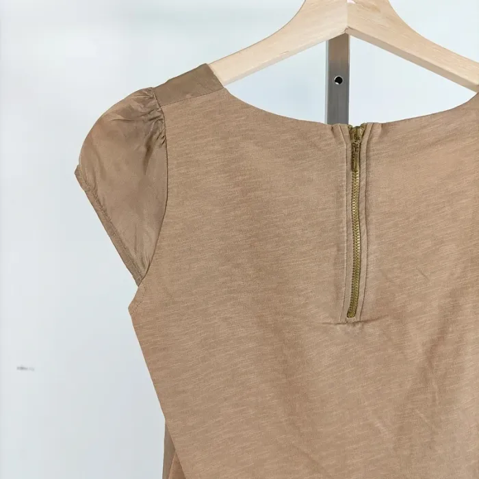 Top satin/100%coton beige - Caroll - Taille 36 - Détails soie A529 - photo numéro 7